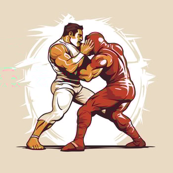 Karate fighters illustration of two karate fighters fighting vector