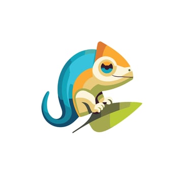 Chameleon icon in flat color style Animal chameleon vector