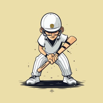 Baseball player action cartoon sport graphic design Retro style illustration vector