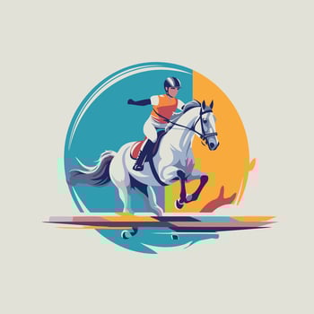 Illustration of a horseman riding on a white horse illustration vector