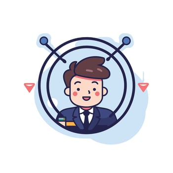 Businessman in circle illustration in flat style Business concept vector