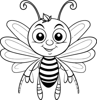 Coloring book for children bee Black and white illustration vector
