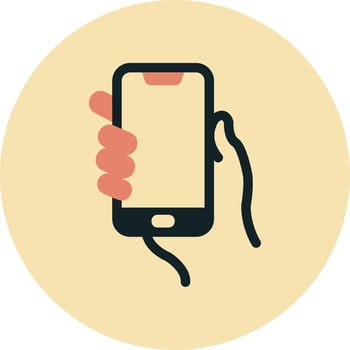 Hands holding mobile phone Vecto Icon vector