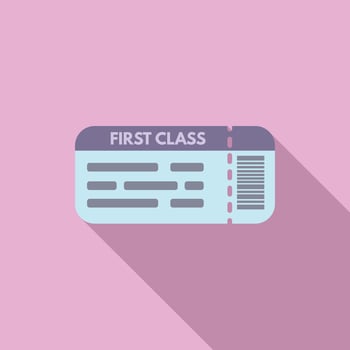 First class travel ticket icon flat vector. Suitcase vacation vector