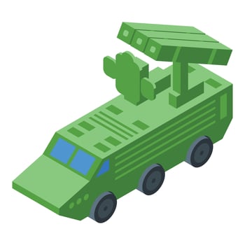 Armed vehicle icon isometric vector. Anti aircraft missile vector