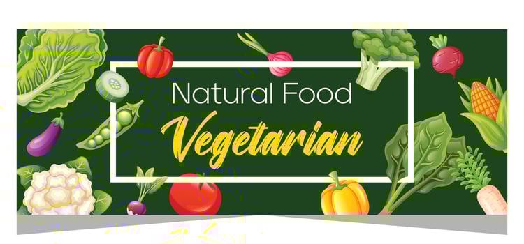 Vegetarian horizontal banner template design vector