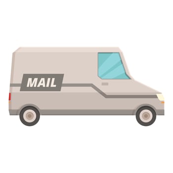 Mail truck delivery icon cartoon vector. Mail man vector