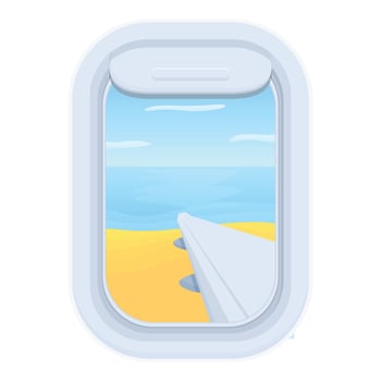 Sand beach airplane icon cartoon vector. Air travel vector