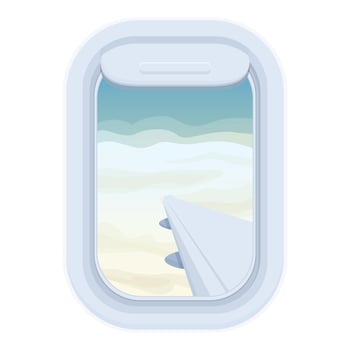 Trip airplane window icon cartoon vector. View discover vector