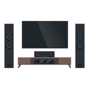 Family home theater icon cartoon vector. Audio cd center vector