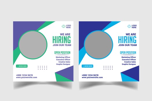 We are hiring job vacancy social media post banner design template vector