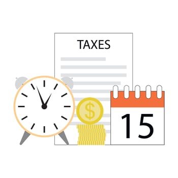 Taxes time, business concept date of pay tax. Vector deadline pay in budget, income and profit month report, analysis of revenue and earning, tax day concept illustration
