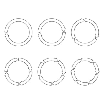 Circle diagram line, round arrow step by step infographic. Vector illustration. Business startup pie, project strategy, outline marketing, circle data, circular processes, information line sign