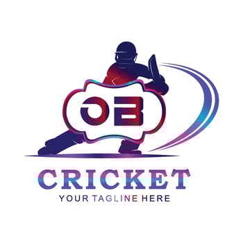 QB Cricket Logo, Vector illustration of cricket sport.