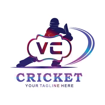 VC Cricket Logo, Vector illustration of cricket sport.