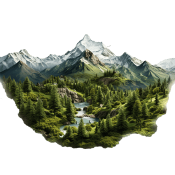 AI generated Realistic mountain scene png isolated on transparent background