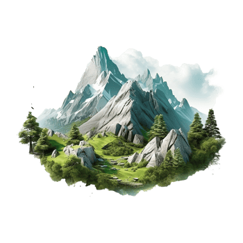AI generated Realistic mountain scene png isolated on transparent background