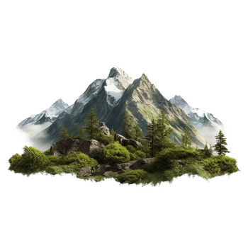 AI generated Realistic mountain scene png isolated on transparent background