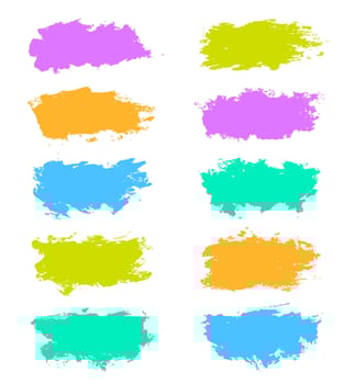 Colorful paint brush strokes isolated on background. Elegant bright watercolour set. Abstract textured effect bundle. Graphic design grungy painted style concept for offer, big, mega, or flash sale vector