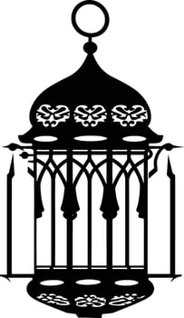 AI generated Silhouette blessing ramadan vibes lantern black color only vector