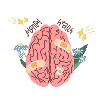 Mental health care. Design for printing, poster, invitation, T-shirt, badges vector