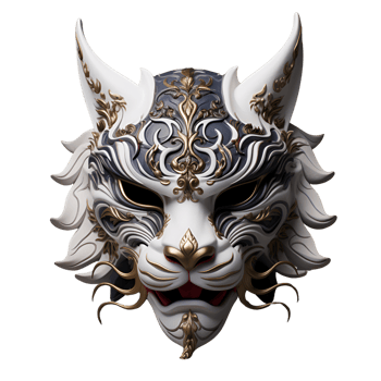 AI generated Japanese Animal Style Kabuki Mask Cool Artistic Mask No Background png