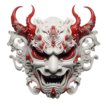 AI generated Japanese Animal Style Kabuki Mask Cool Artistic Mask No Background png