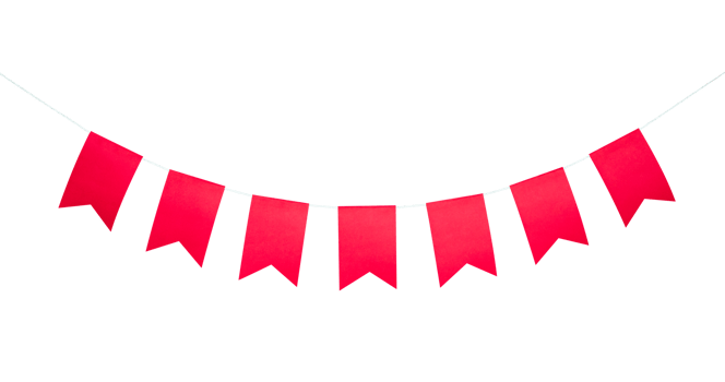 hanging red party flag isolated png