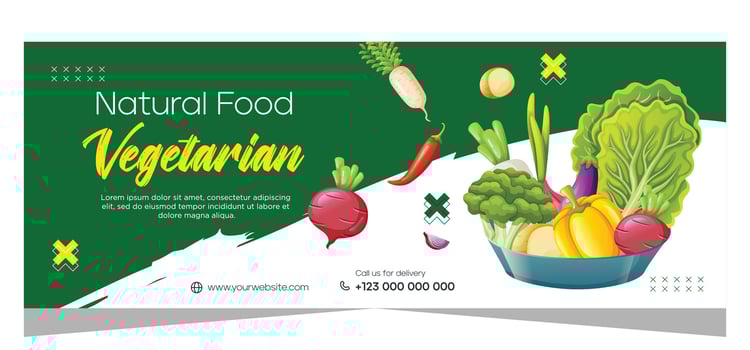 Healthy vegetarian food banner template design vector