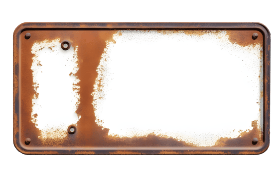 AI generated Old blank rusty metal sign isolated png