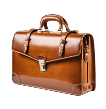 AI generated Vintage brown leather briefcase isolated png