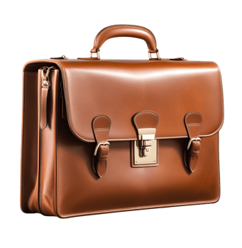 AI generated Vintage brown leather briefcase isolated png