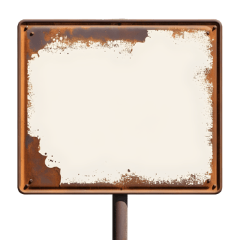 AI generated Old blank rusty metal sign isolated png