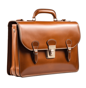 AI generated Vintage brown leather briefcase isolated png