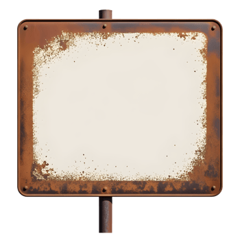 AI generated Old blank rusty metal sign isolated png