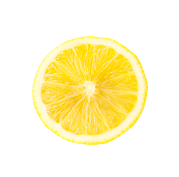 Top view of yellow lemon half isolated with clipping path in png file format