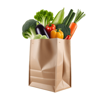 AI generated Vegetables in a paper bag isolated png