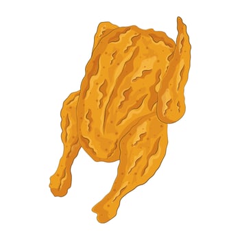 Whole fried chicken isolated vector illustration