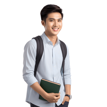 AI generated Asian male student smiling happily png