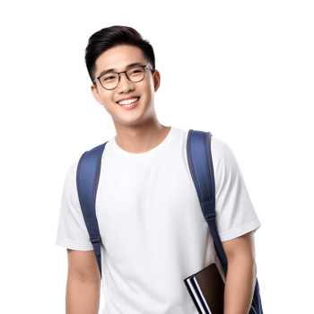 AI generated Asian male student smiling happily png