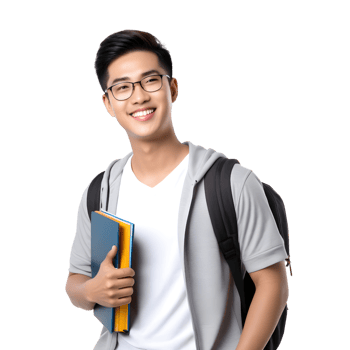AI generated Asian male student smiling happily png