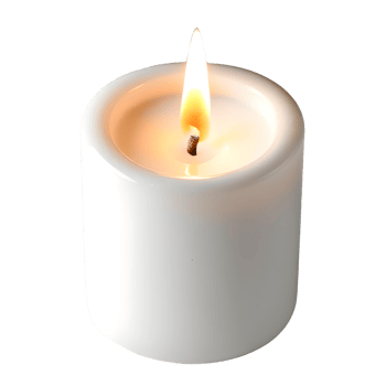 AI generated White Candle Ceramic Lit Angled isolated png
