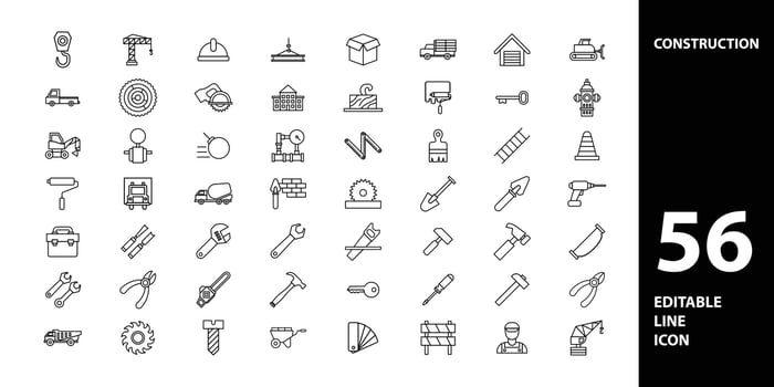icon set construction for building, carpentier, house, manufacture vector