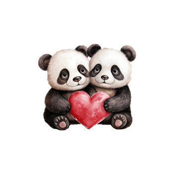 AI generated Black and White Love Story Valentine Couple Panda Capturing Hearts with Cuteness and Affection png