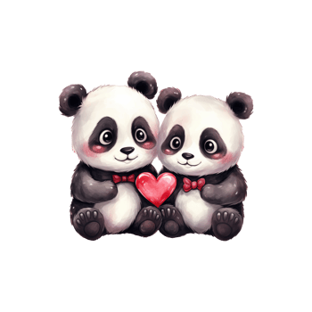 AI generated Black and White Love Story Valentine Couple Panda Capturing Hearts with Cuteness and Affection png