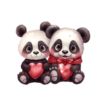 AI generated Black and White Love Story Valentine Couple Panda Capturing Hearts with Cuteness and Affection png