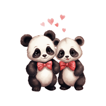 AI generated Black and White Love Story Valentine Couple Panda Capturing Hearts with Cuteness and Affection png