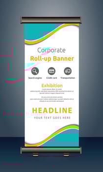 corporate roll up display standee for presentation purpose vector