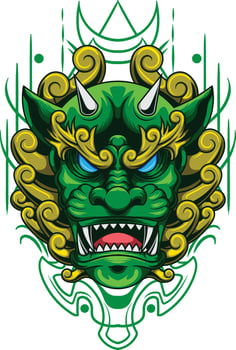 vector illustration of japanese guardian dog Komainu