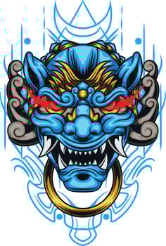 vector illustration of japanese guardian dog Komainu
